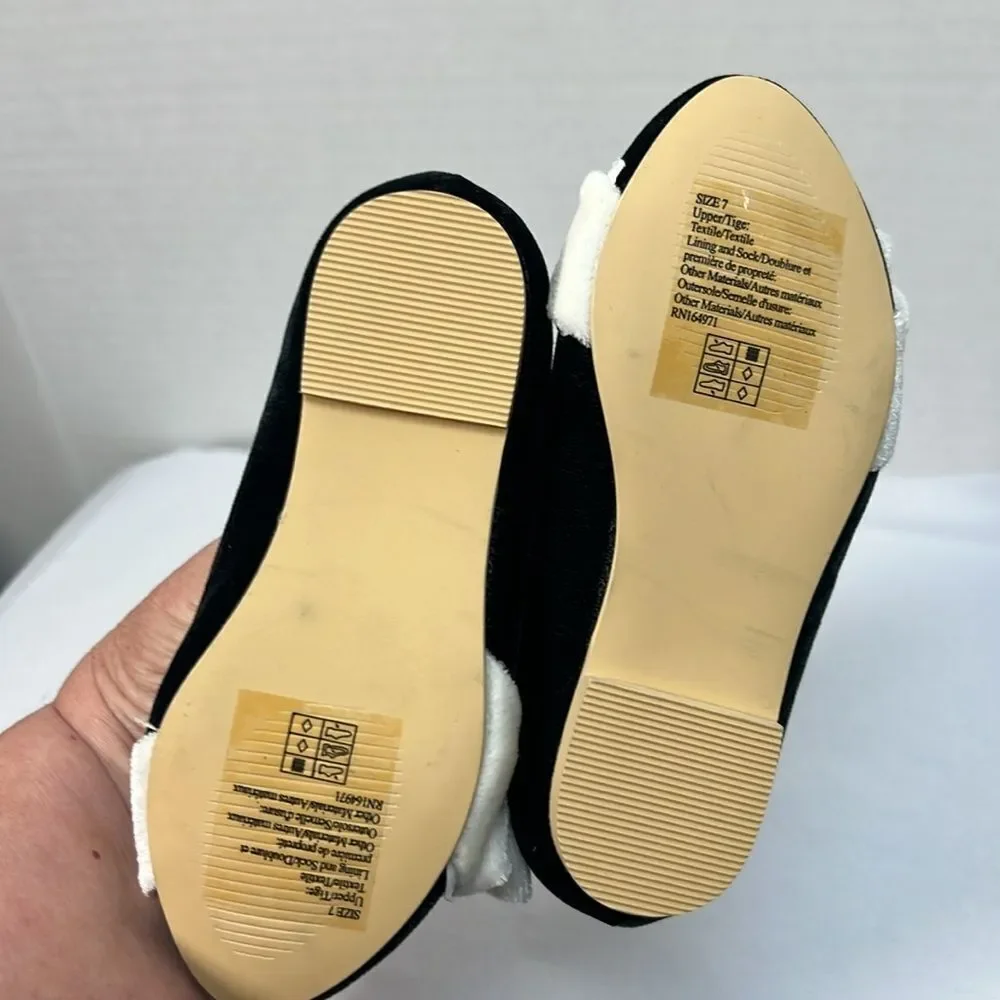 Janie and Jack 100048102 Velvet Bow Ballet Flat Black White Mary Jane NWT
